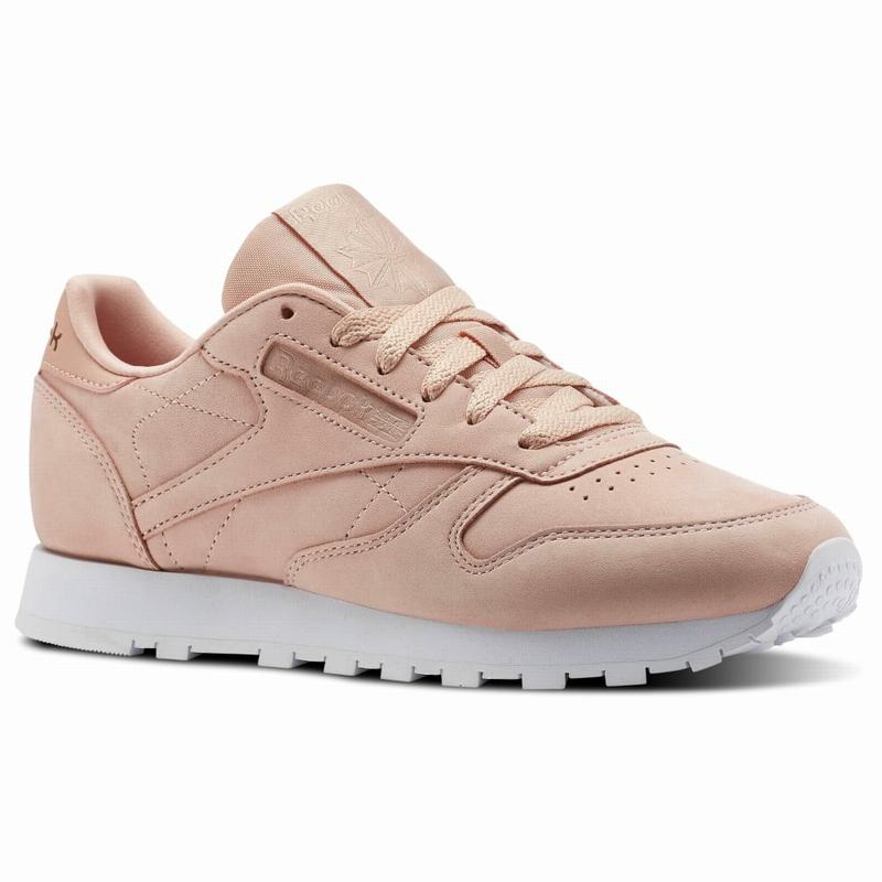 Tenisi Reebok Classic Leather Nude Nubuck Dama Roz/Albi Romania DS6246XJ